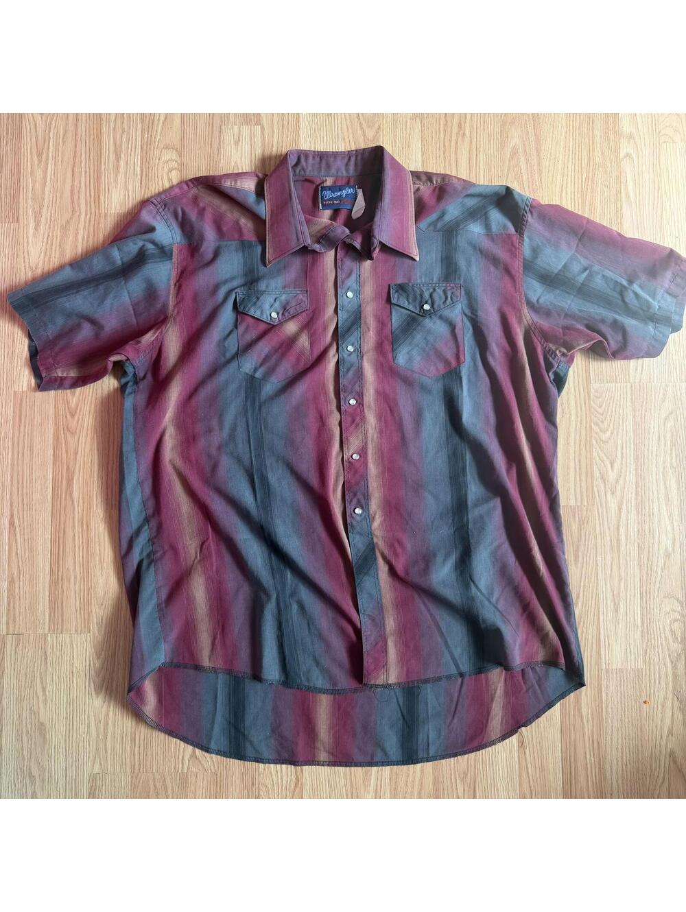 Vintage Wrangler Short Sleeve Pearl Snap size 19 3XL